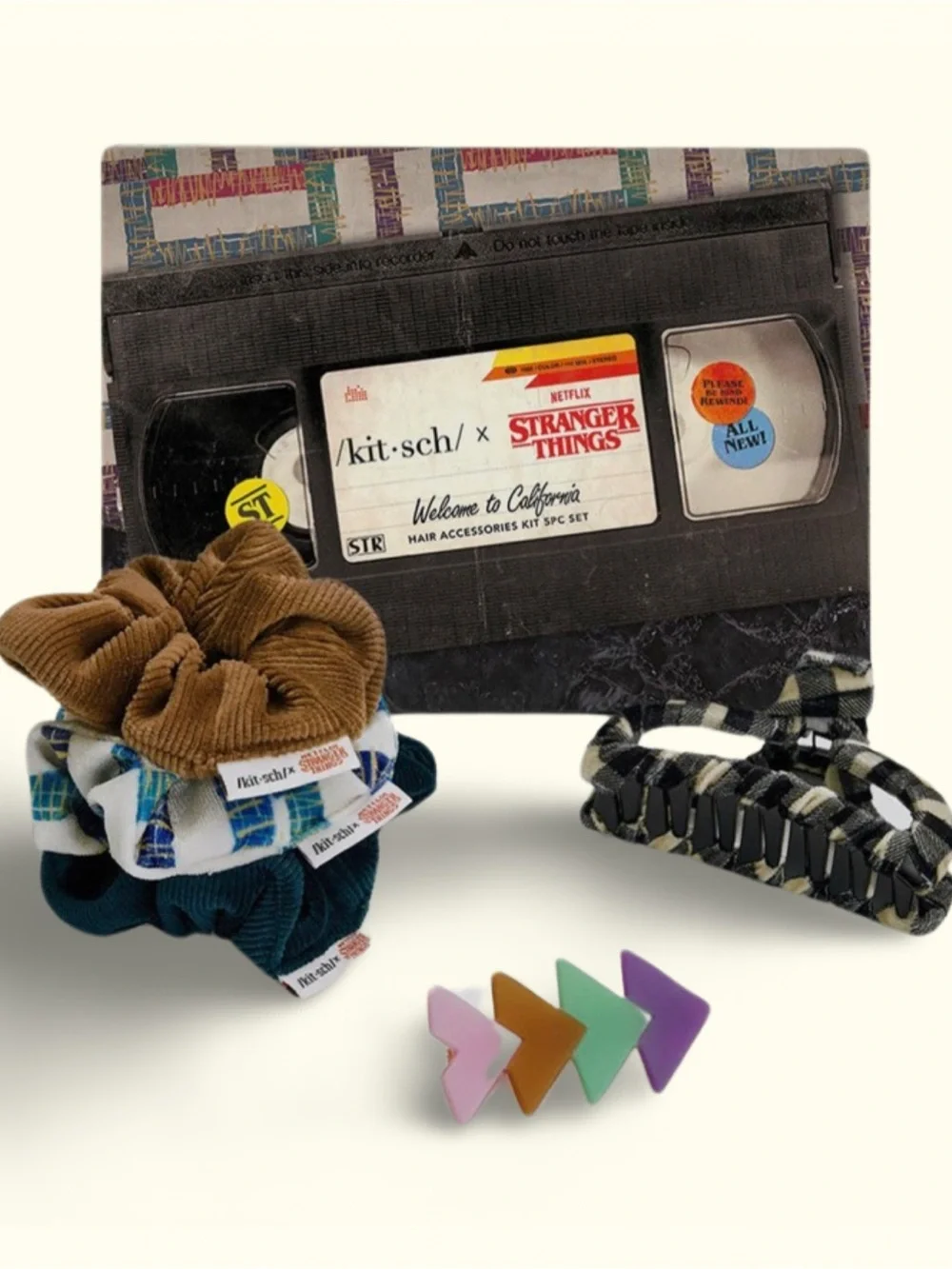 Kitsch x Stranger Things Welcome to California Hair Accessories 5pc Set NWT